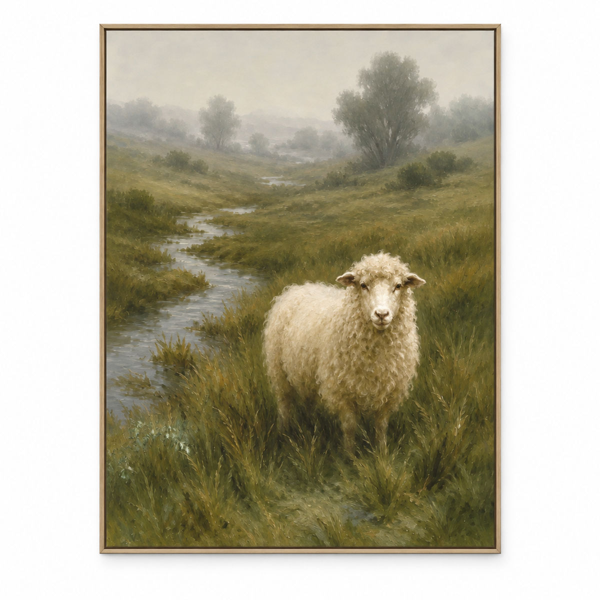 ARBYNART Vintage Americana Art | Misty Valley Grazing Ewe