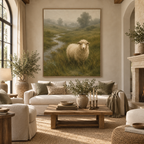 ARBYNART Vintage Americana Art | Misty Valley Grazing Ewe