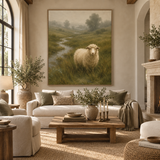 ARBYNART Vintage Americana Art | Misty Valley Grazing Ewe