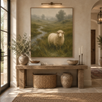 ARBYNART Vintage Americana Art | Misty Valley Grazing Ewe