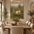 ARBYNART Vintage Americana Art | Misty Valley Grazing Ewe