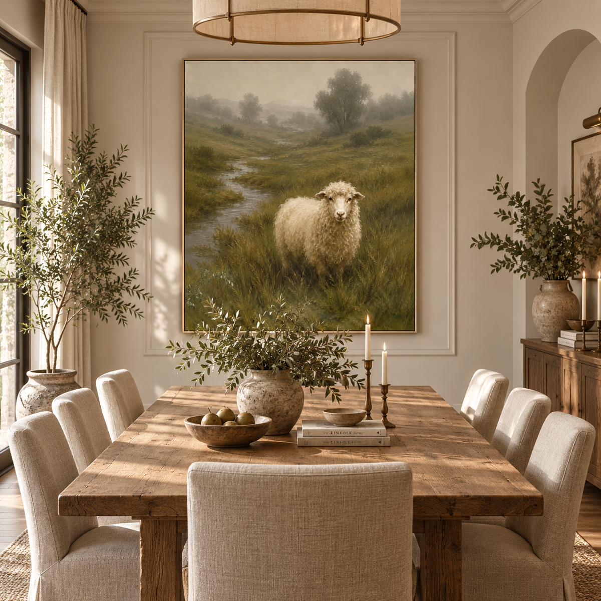 ARBYNART Vintage Americana Art | Misty Valley Grazing Ewe