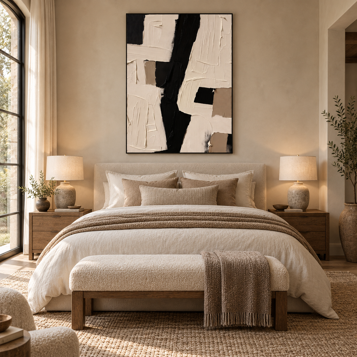 ARBYNART 3D Textured Art | Monochrome Block Strokes