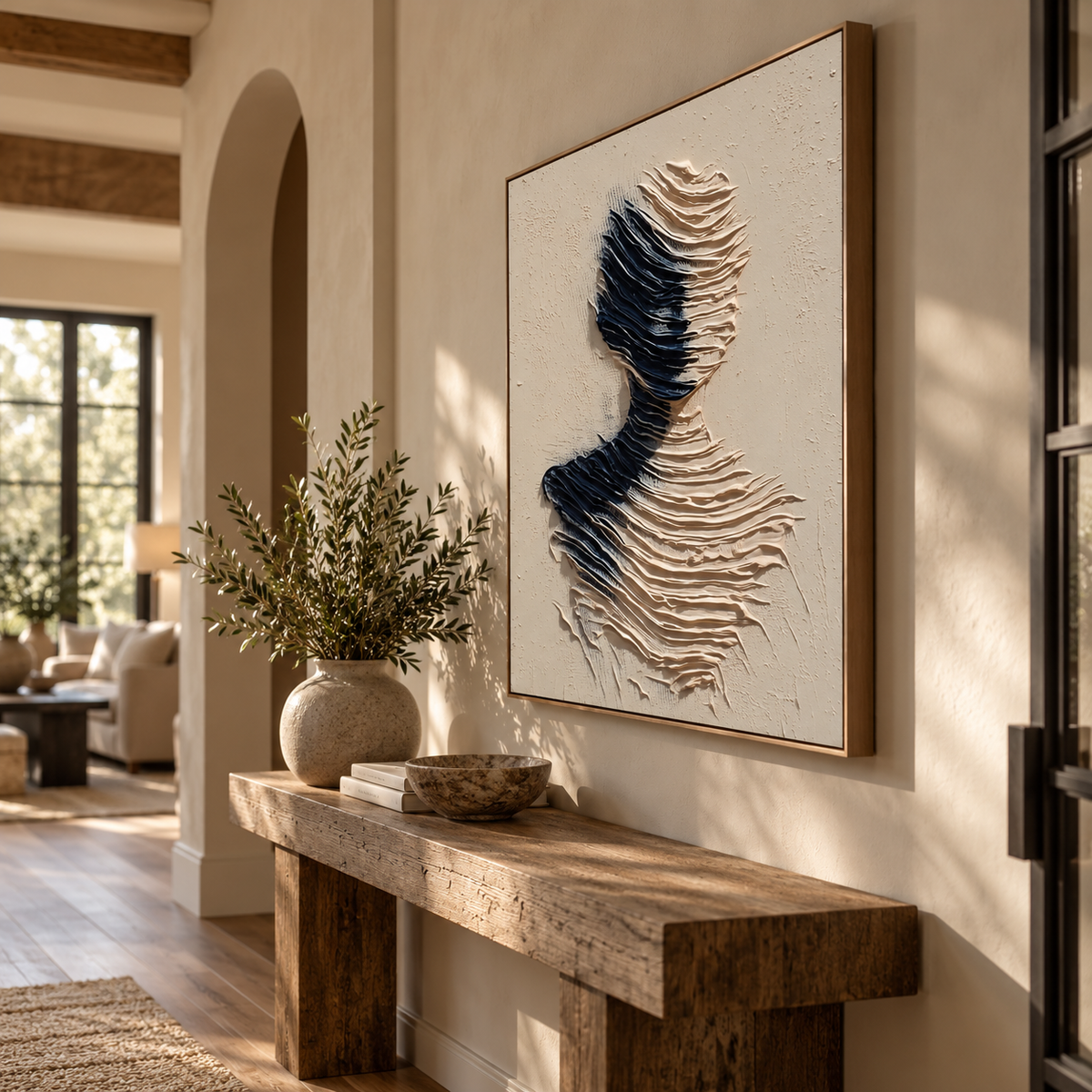 ARBYNART 3D Textured Art | Monochrome Wave Figure