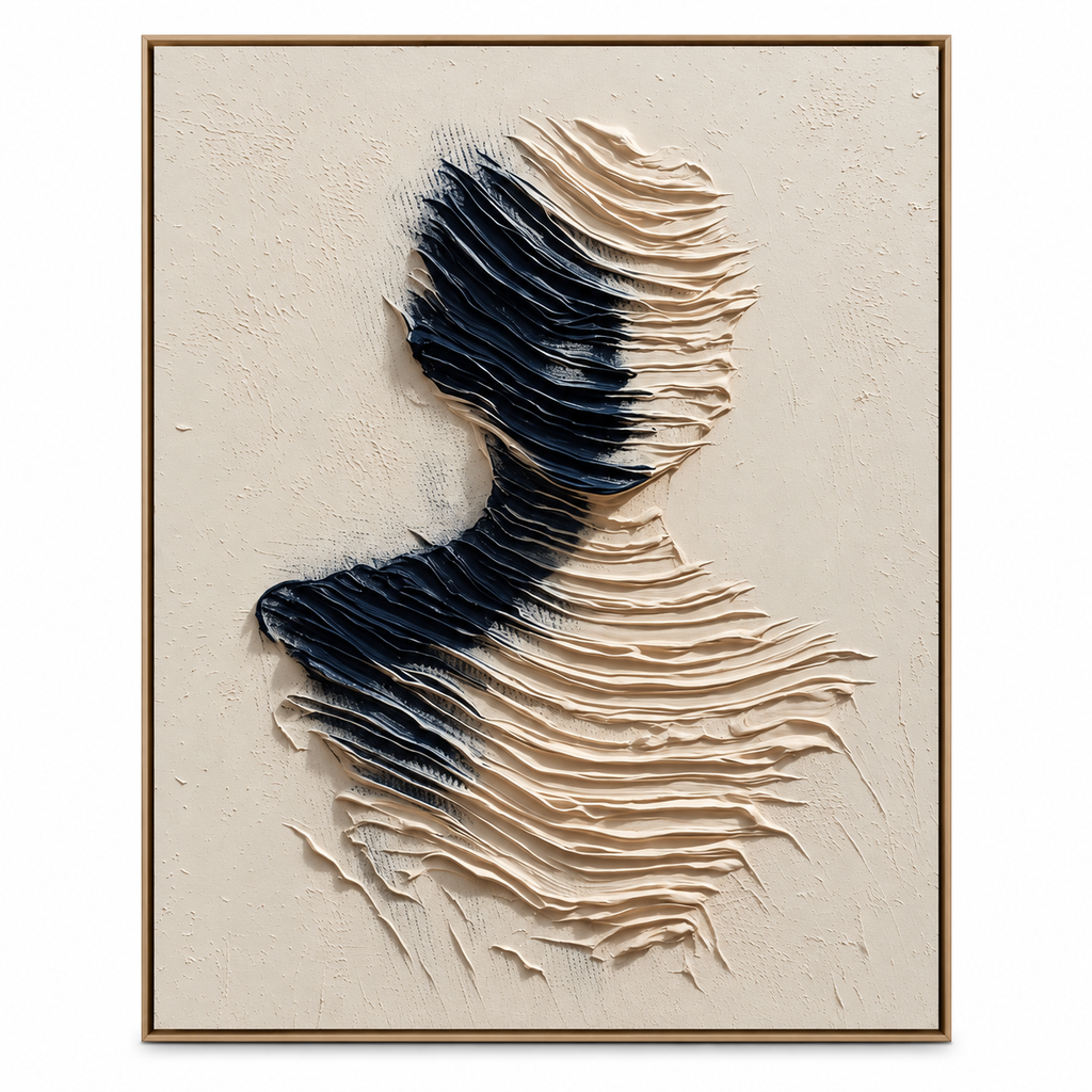 ARBYNART 3D Textured Art | Monochrome Wave Figure