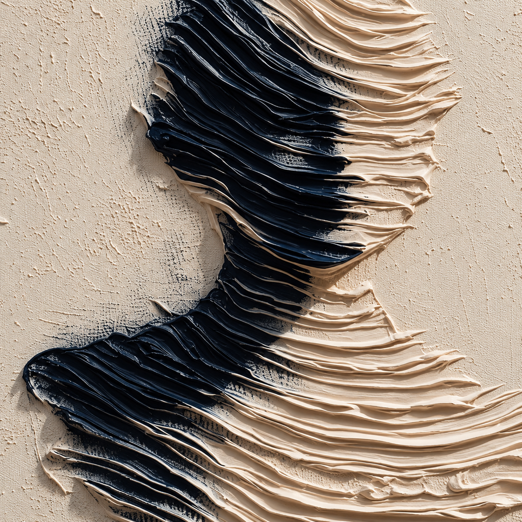ARBYNART 3D Textured Art | Monochrome Wave Figure
