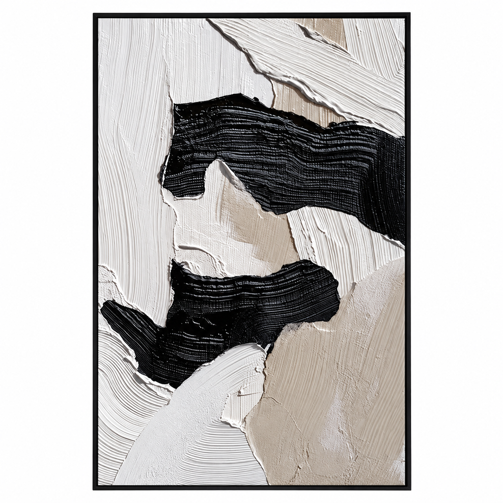 ARBYNART 3D Textured Art | Monochrome Wave Strokes