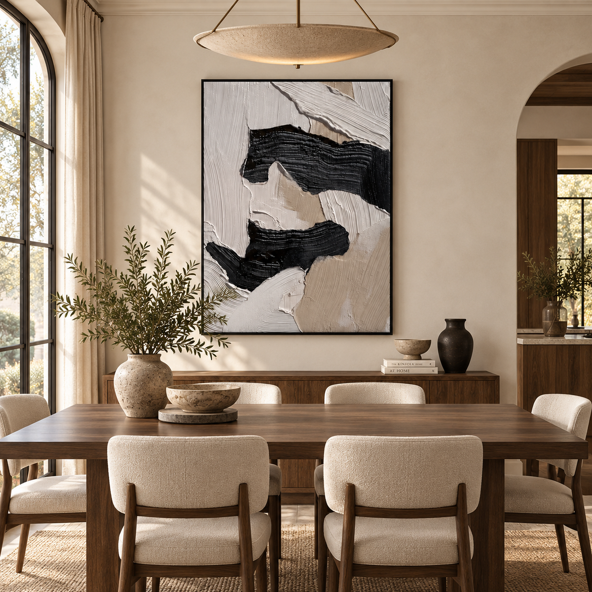 ARBYNART 3D Textured Art | Monochrome Wave Strokes