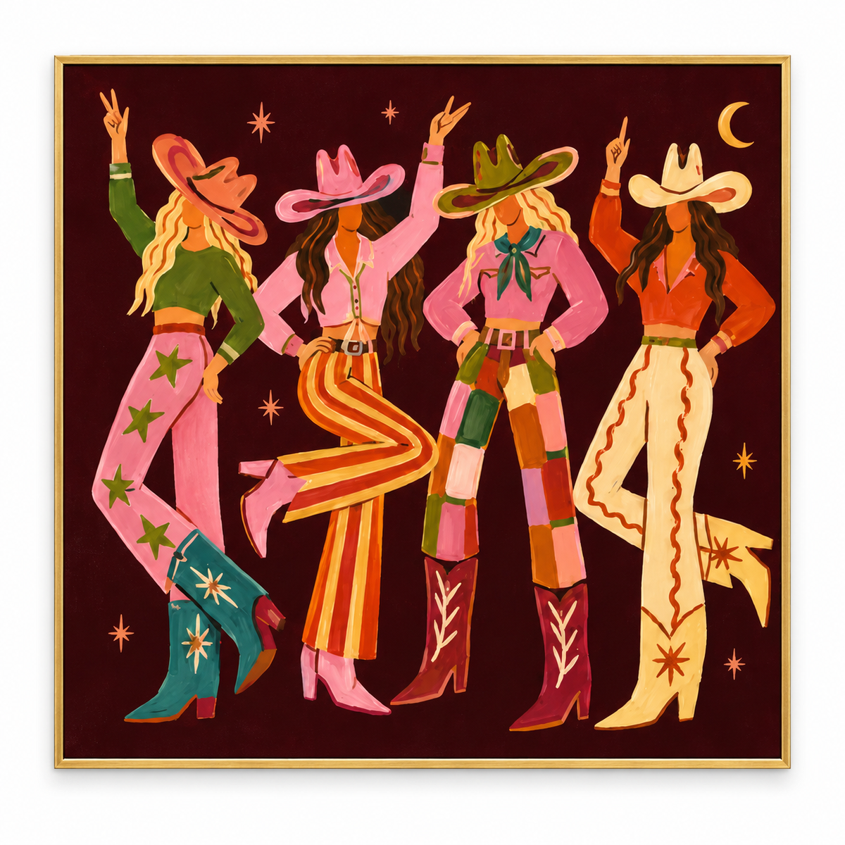 ARBYNART POP Art | Moonlit Cowgirl Dance Quartet