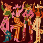 ARBYNART POP Art | Moonlit Cowgirl Dance Quartet