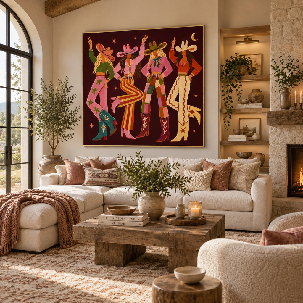 ARBYNART POP Art | Moonlit Cowgirl Dance Quartet