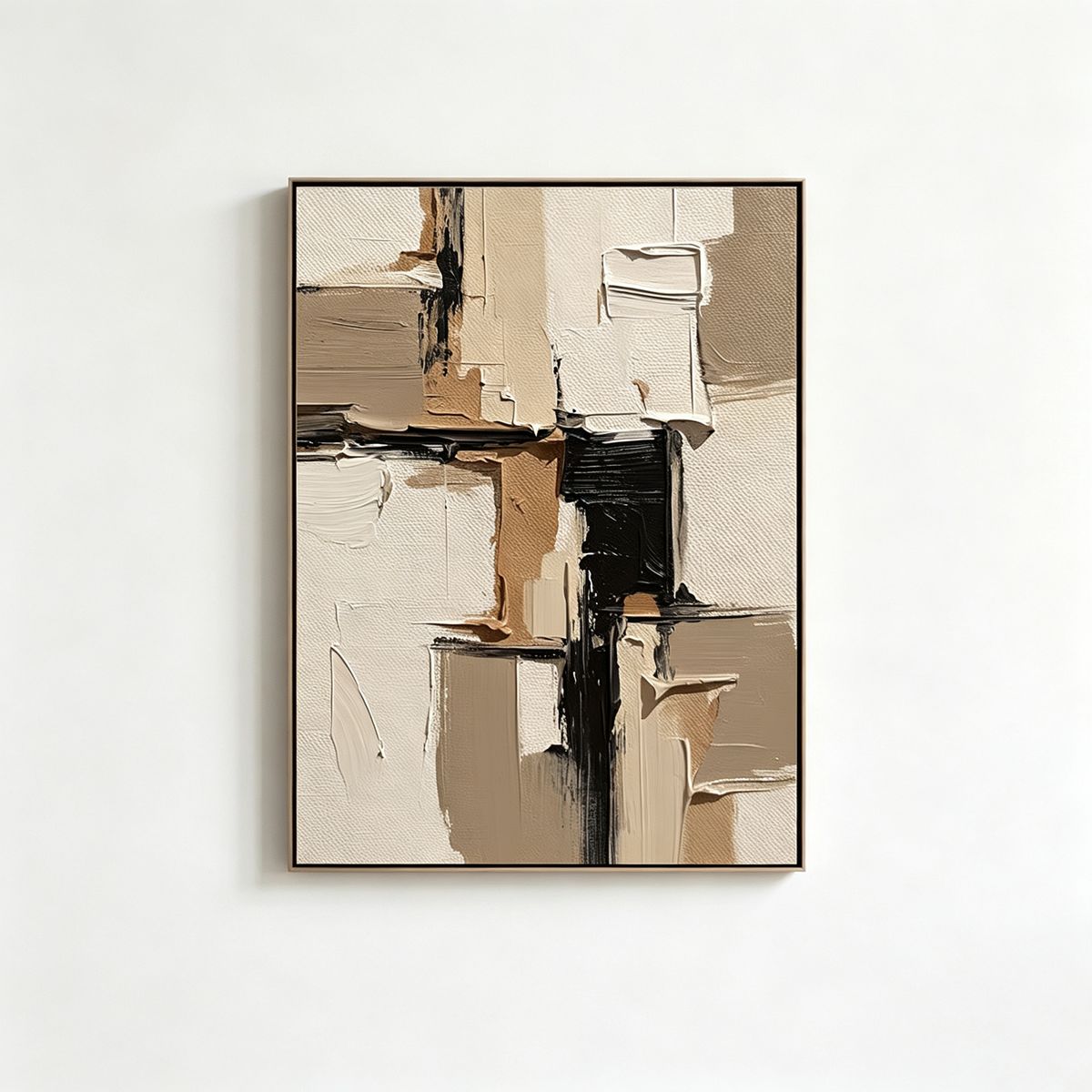 ARBYNART 3D Textured Art | Neutral Block Strokes
