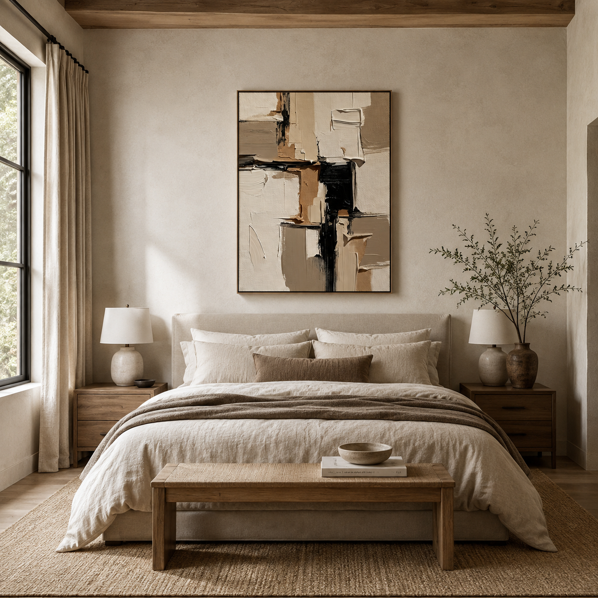 ARBYNART 3D Textured Art | Neutral Block Strokes