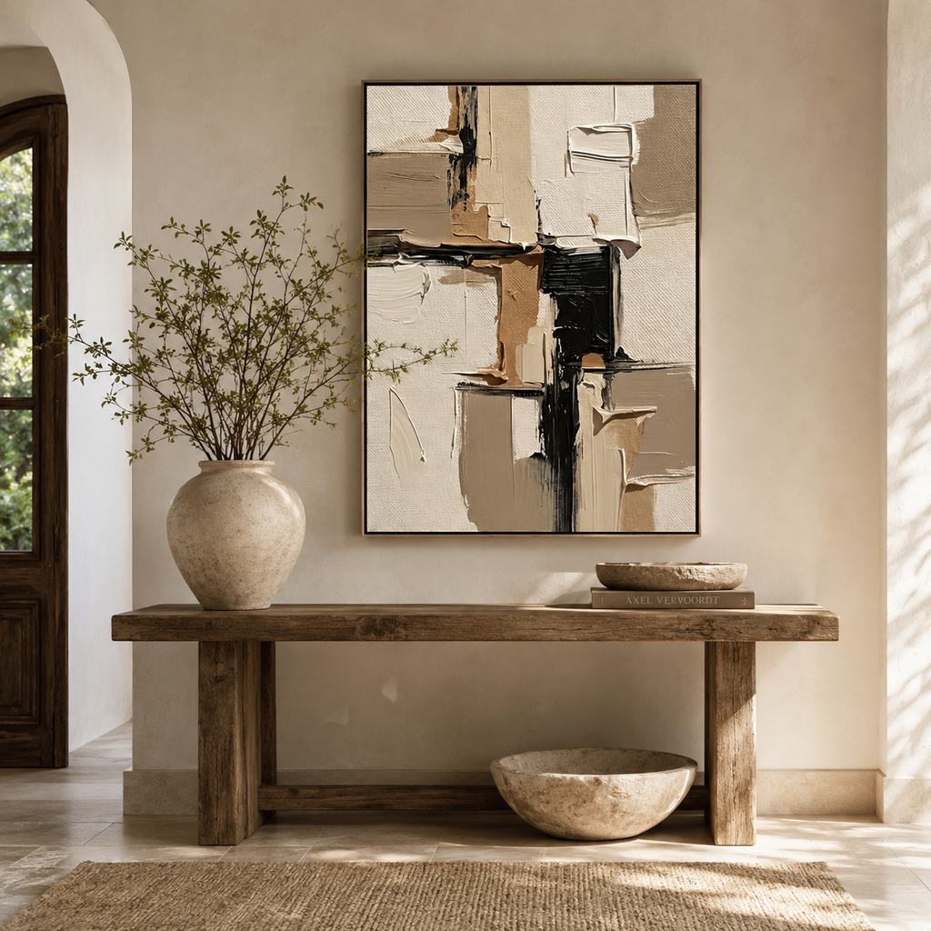 ARBYNART 3D Textured Art | Neutral Block Strokes