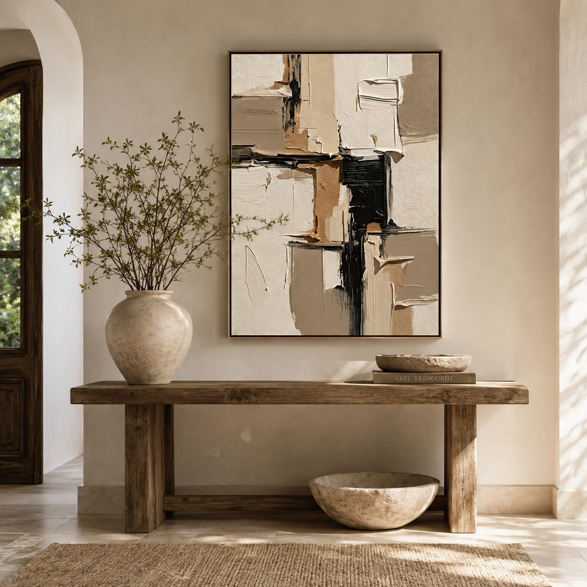 ARBYNART 3D Textured Art | Neutral Block Strokes