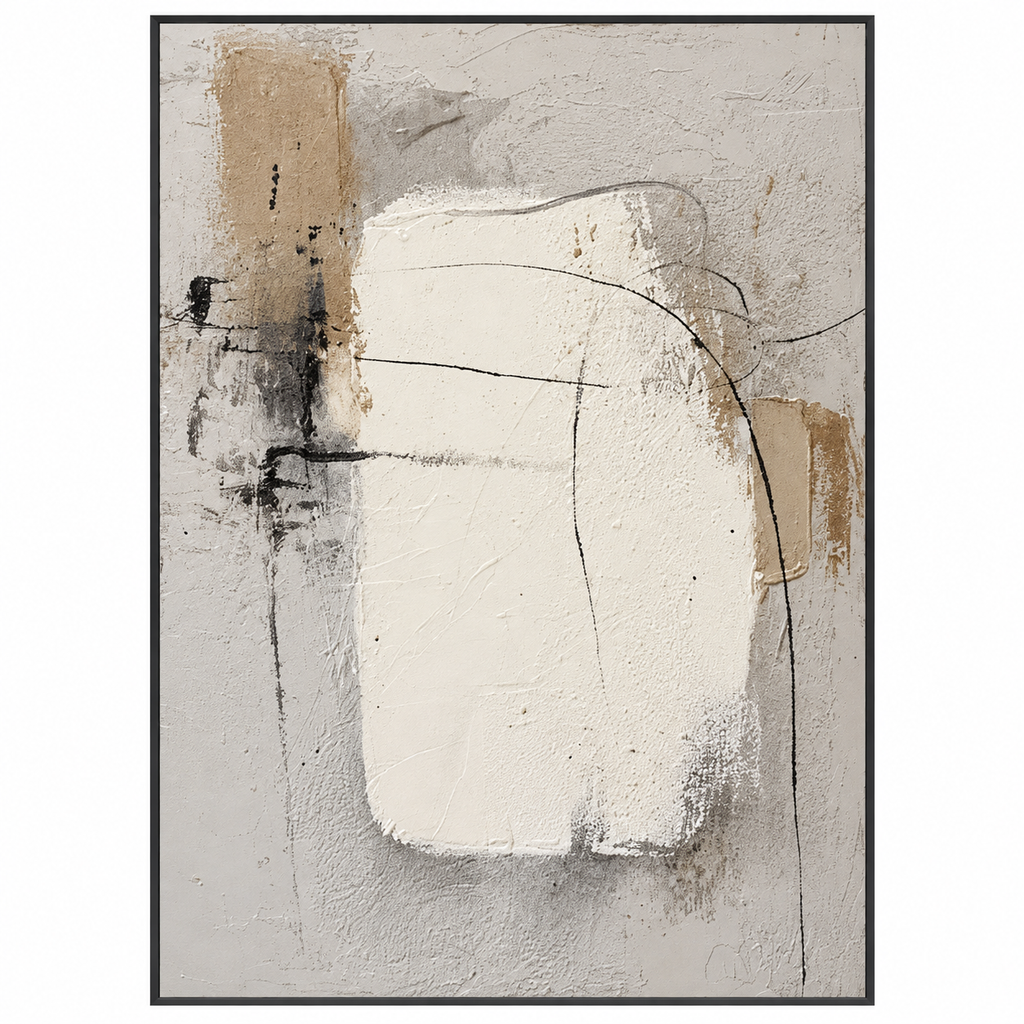 ARBYNART 3D Textured Art | Neutral Block Lines