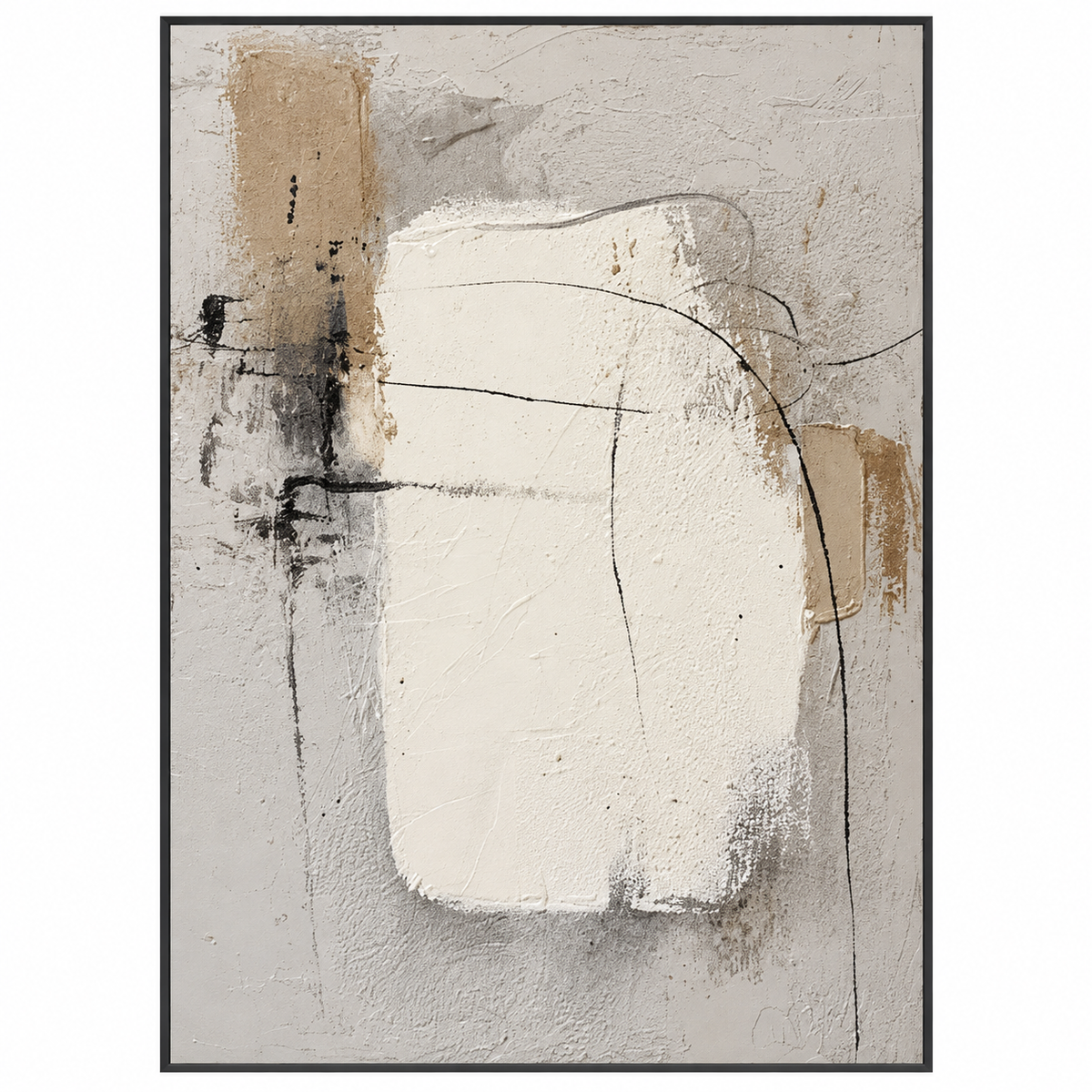 ARBYNART 3D Textured Art | Neutral Block Lines