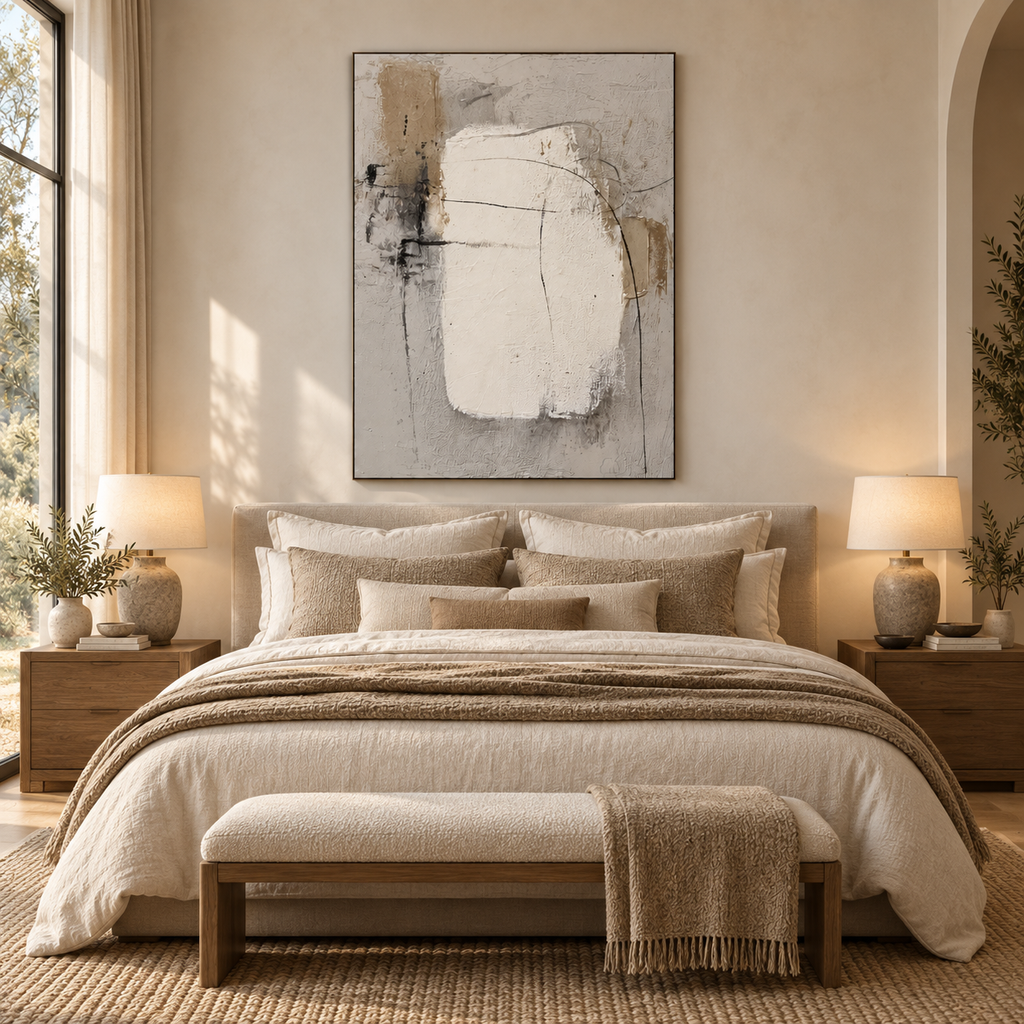 ARBYNART 3D Textured Art | Neutral Block Lines