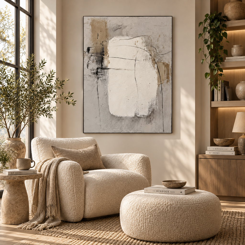 ARBYNART 3D Textured Art | Neutral Block Lines