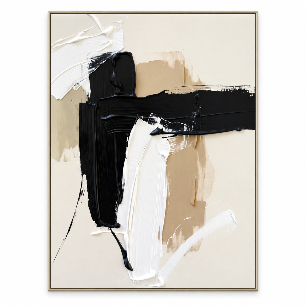 ARBYNART 3D Textured Art | Neutral Brush Flow