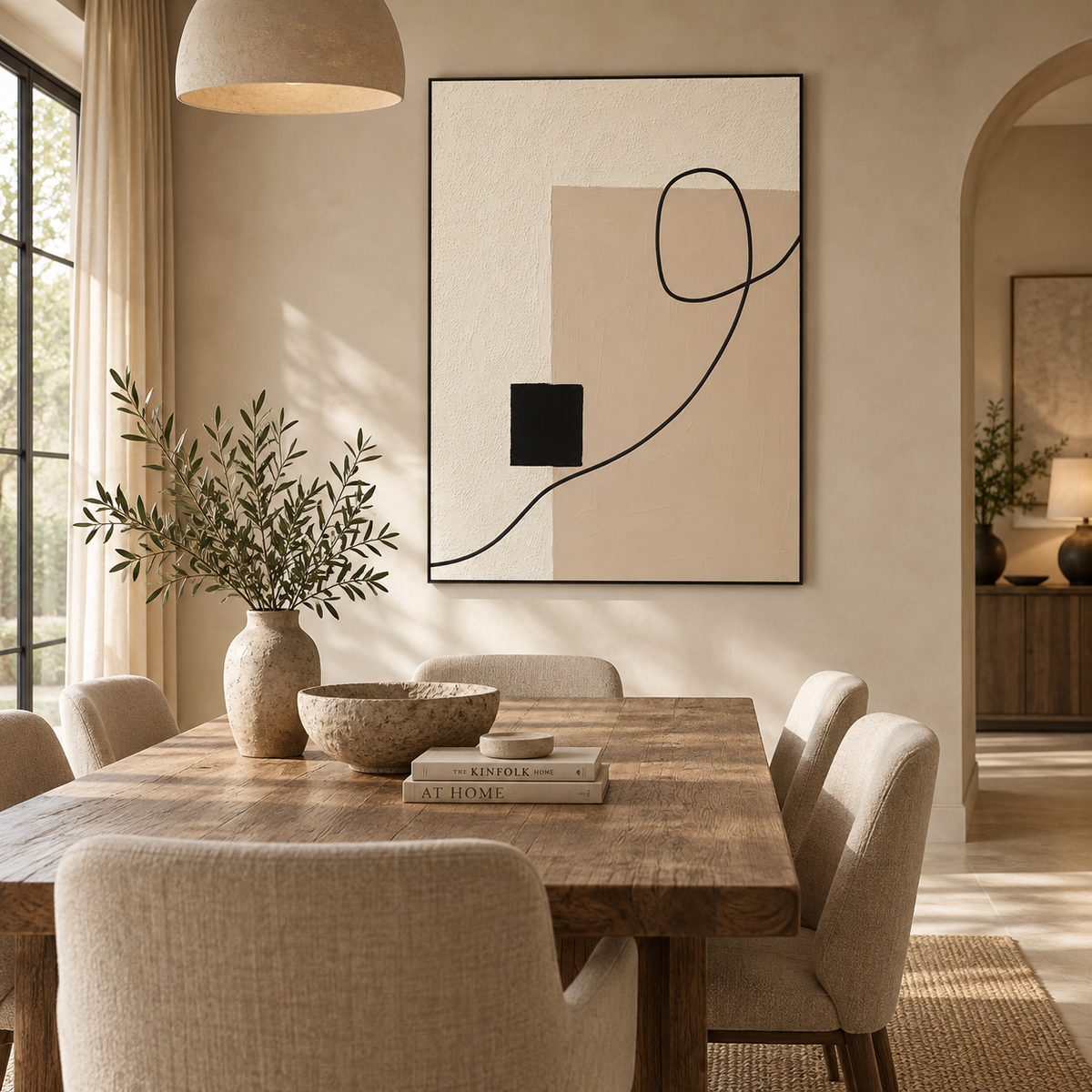 ARBYNART 3D Textured Art | Neutral Geometric Line Relief