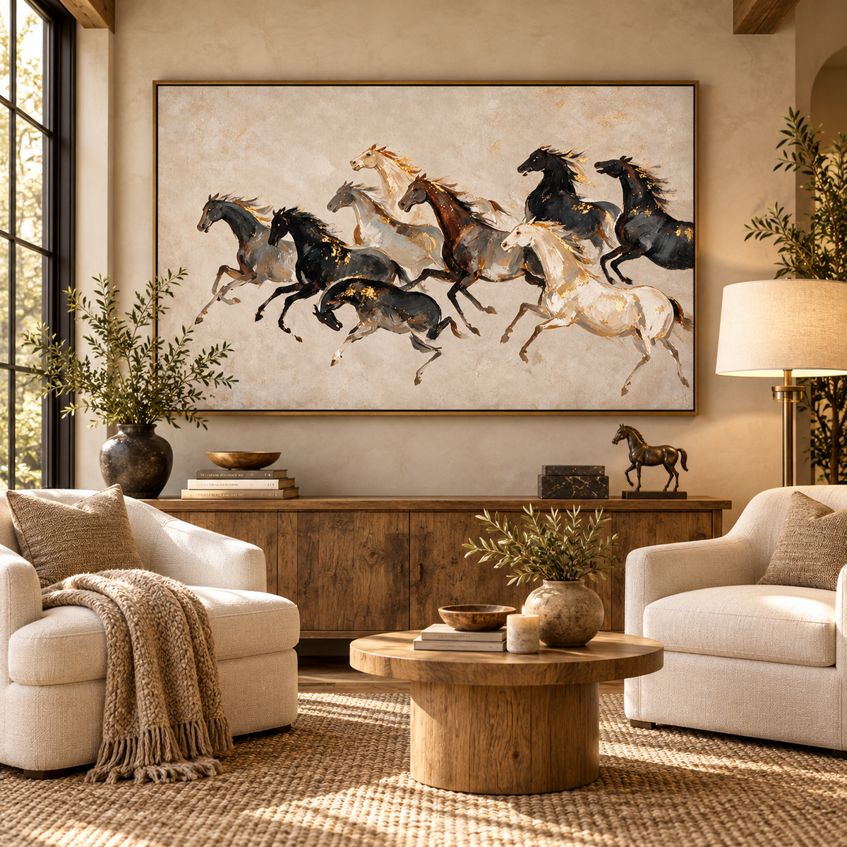 ARBYNART Americana Art | Nine Horses with Golden Flecks