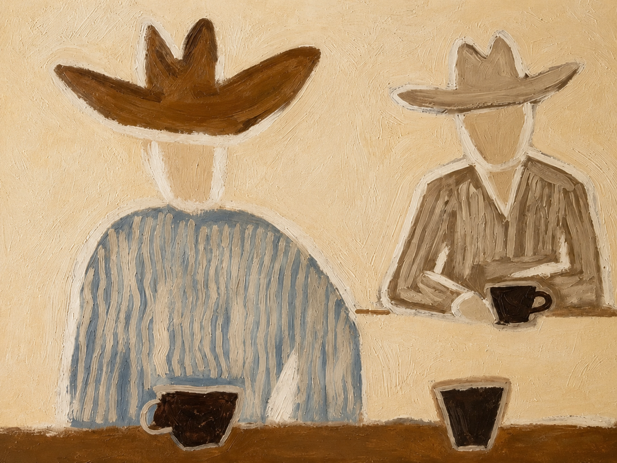 ARBYNART Vintage Americana Art | Over a Quiet Coffee Break