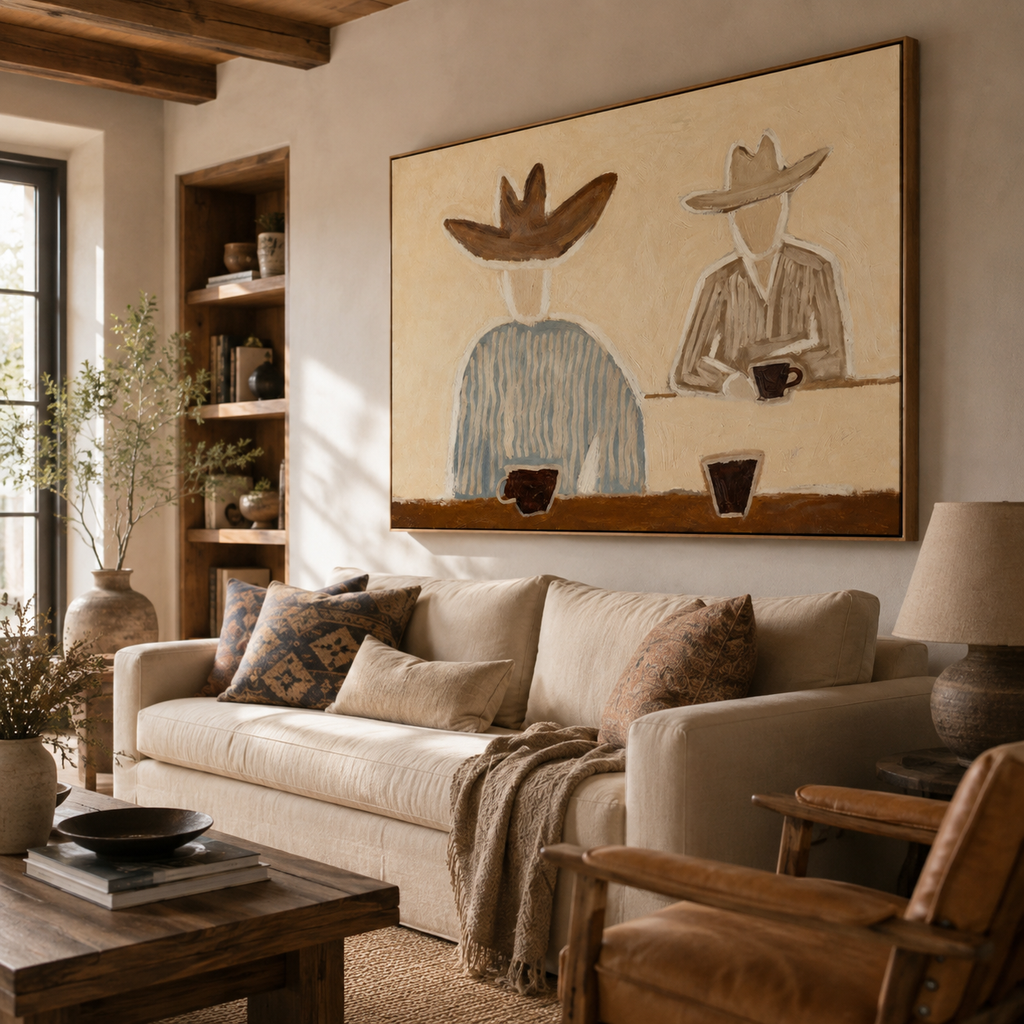 ARBYNART Vintage Americana Art | Over a Quiet Coffee Break