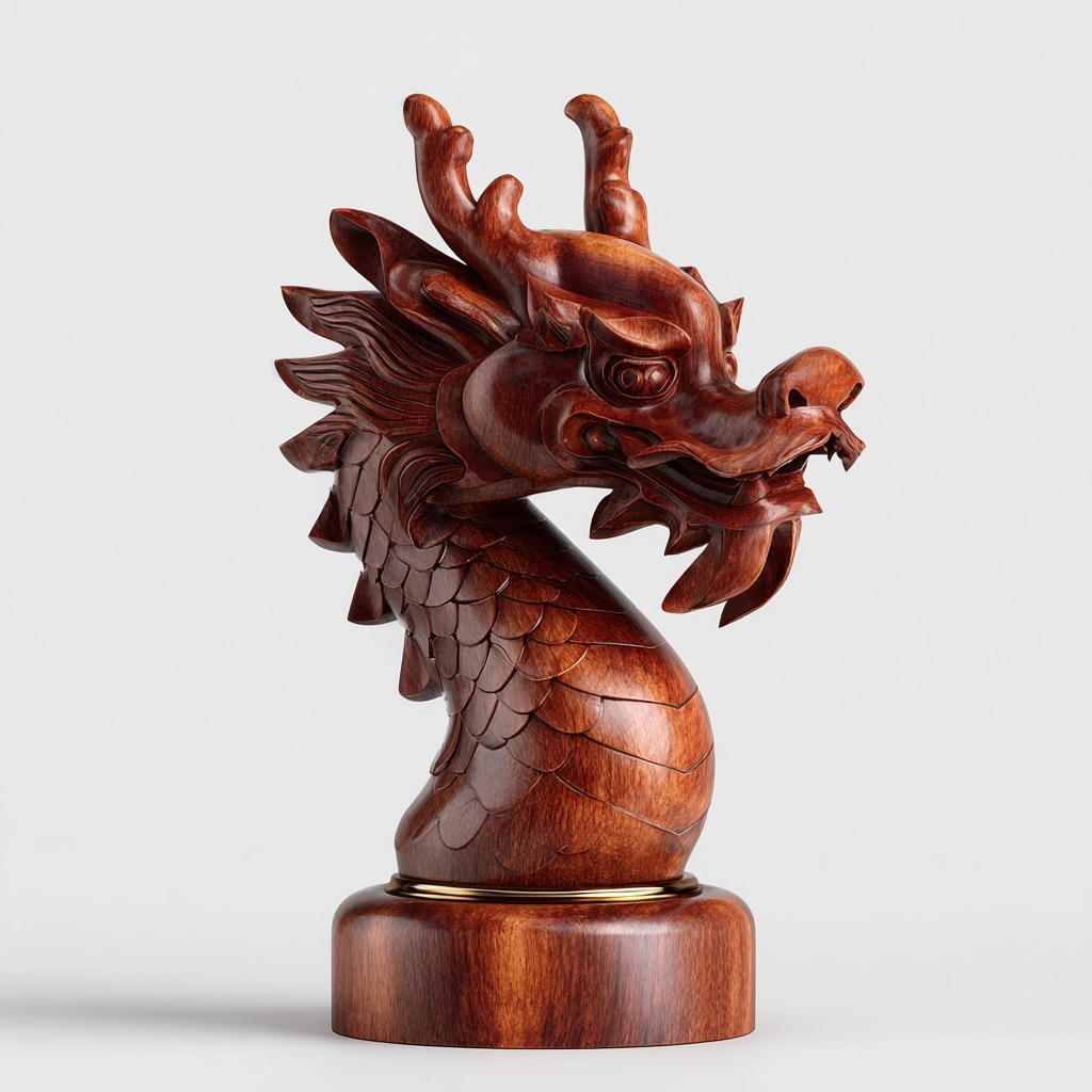 Hand-Carved Ornate Wooden Dragon Head Sculpture — dragon wood sculpture