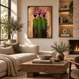 ARBYNART 3D Textured Art | Pink Bloom Figures