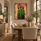 ARBYNART 3D Textured Art | Pink Bloom Figures
