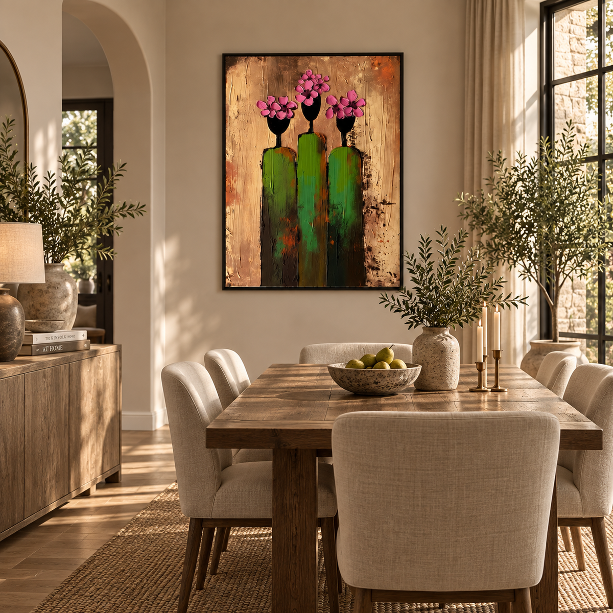 ARBYNART 3D Textured Art | Pink Bloom Figures