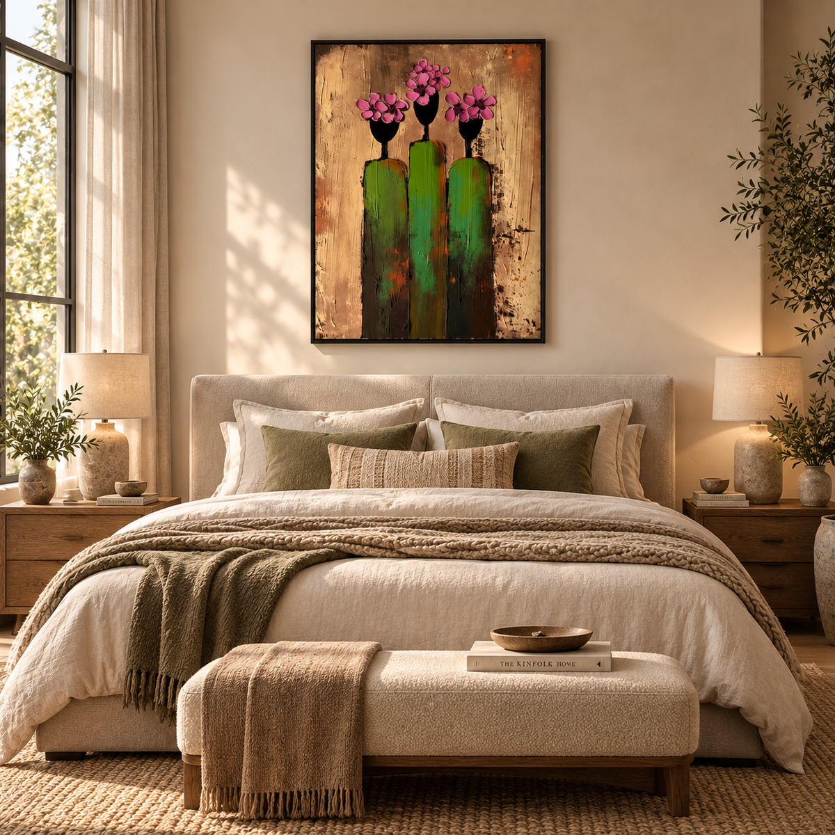 ARBYNART 3D Textured Art | Pink Bloom Figures