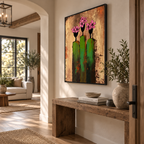 ARBYNART 3D Textured Art | Pink Bloom Figures