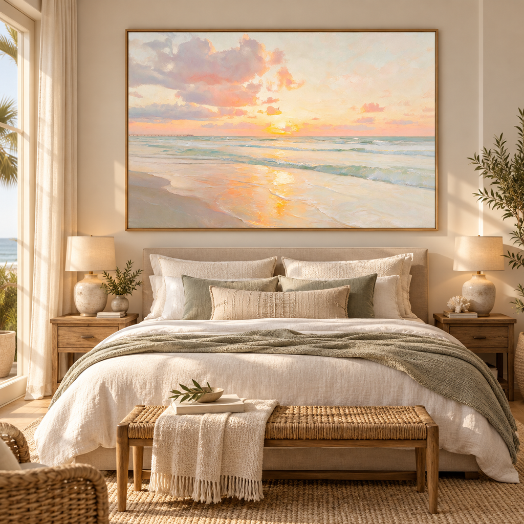 ARBYNART Impressionist Art | Pink Sunset over the Tide