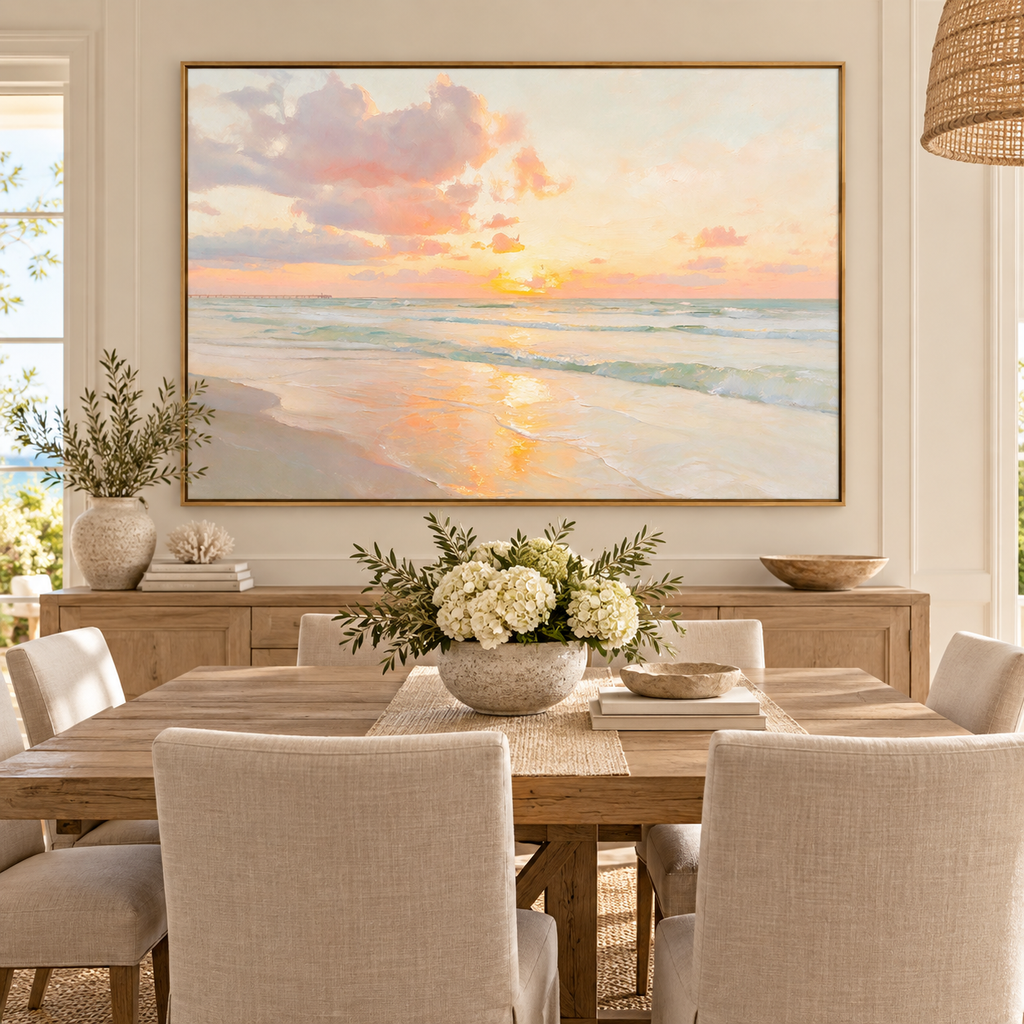 ARBYNART Impressionist Art | Pink Sunset over the Tide