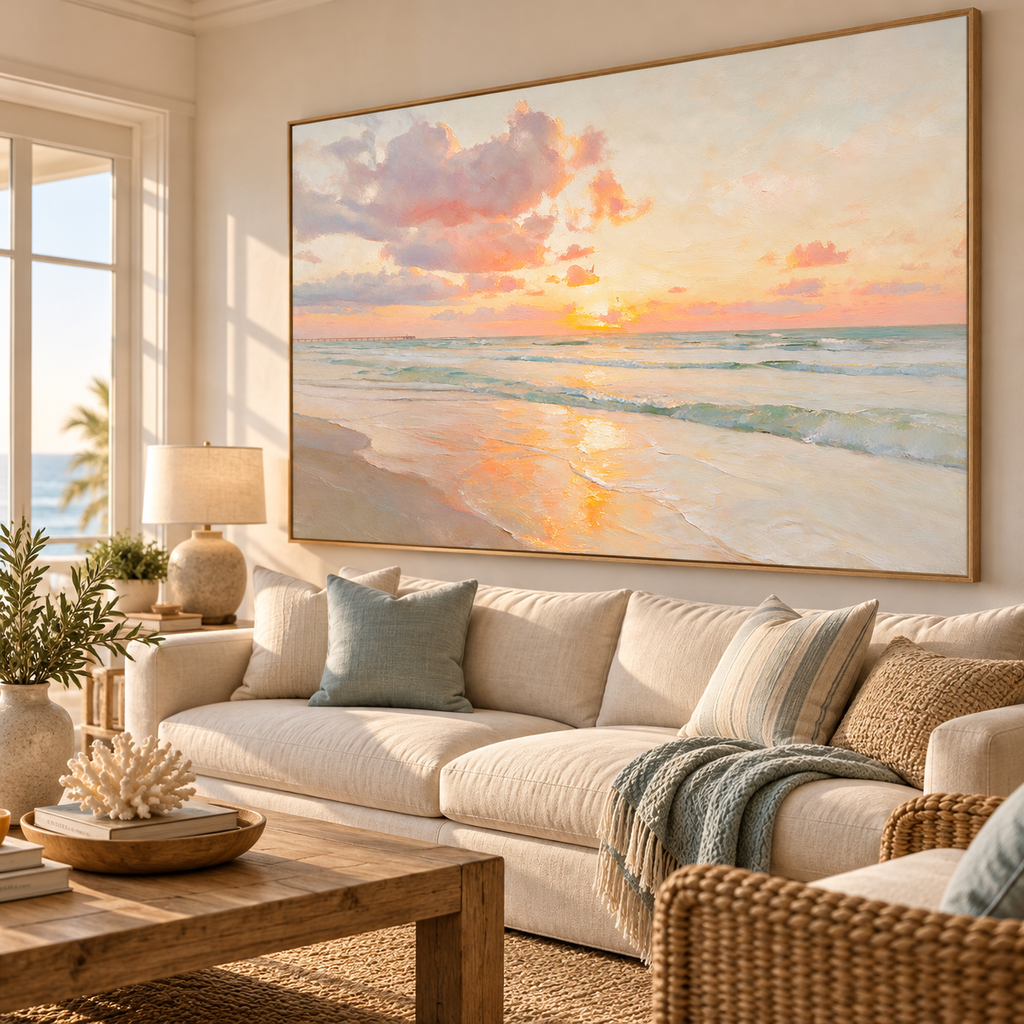 ARBYNART Impressionist Art | Pink Sunset over the Tide