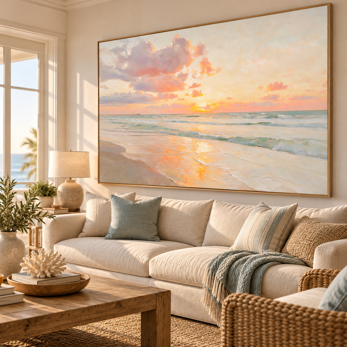 ARBYNART Impressionist Art | Pink Sunset over the Tide