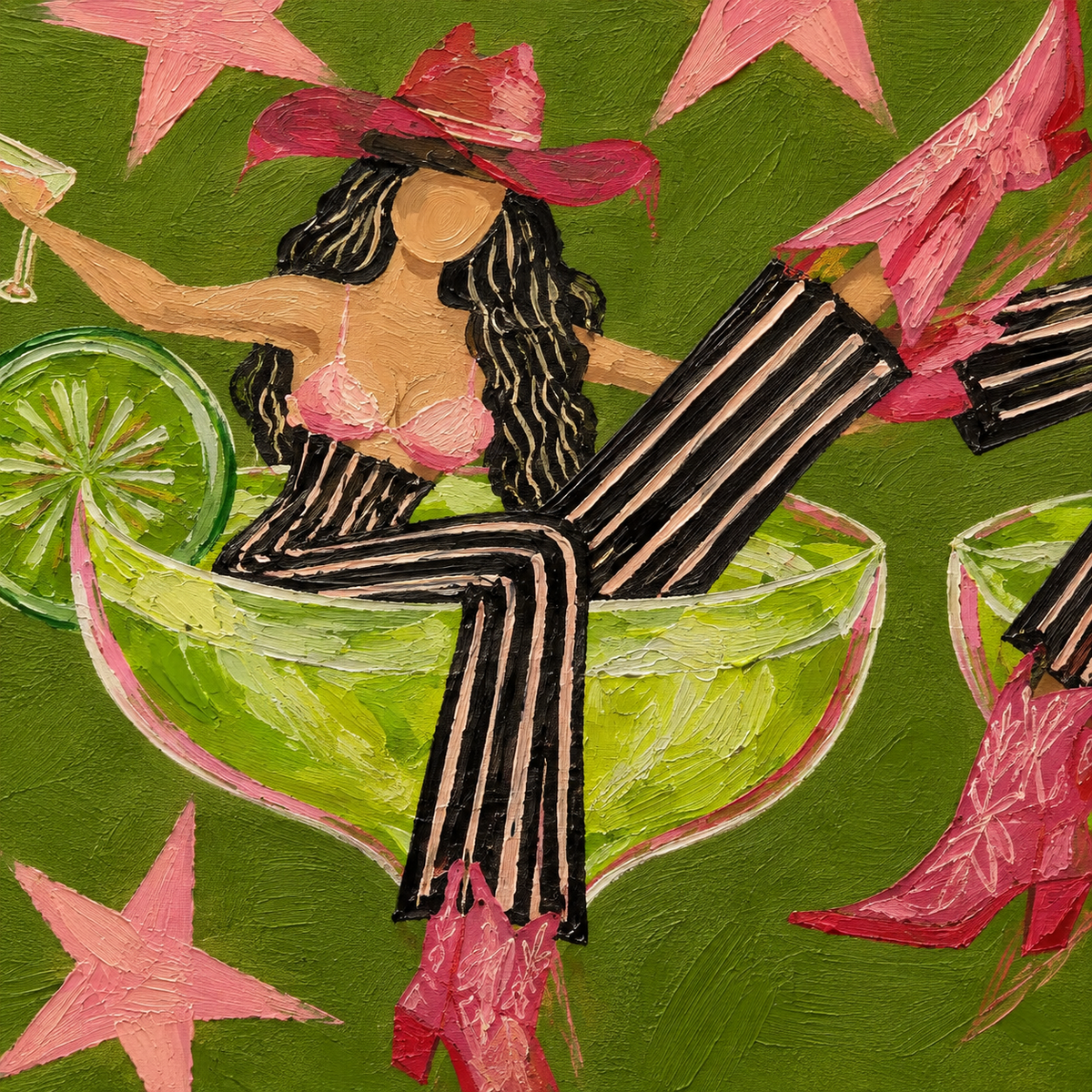 ARBYNART POP Art | Playful Cowgirls in Lime Cocktails