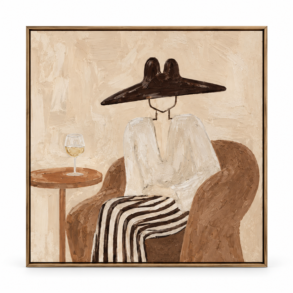 ARBYNART Vintage Americana Art | Quiet Wine Moment with Hat