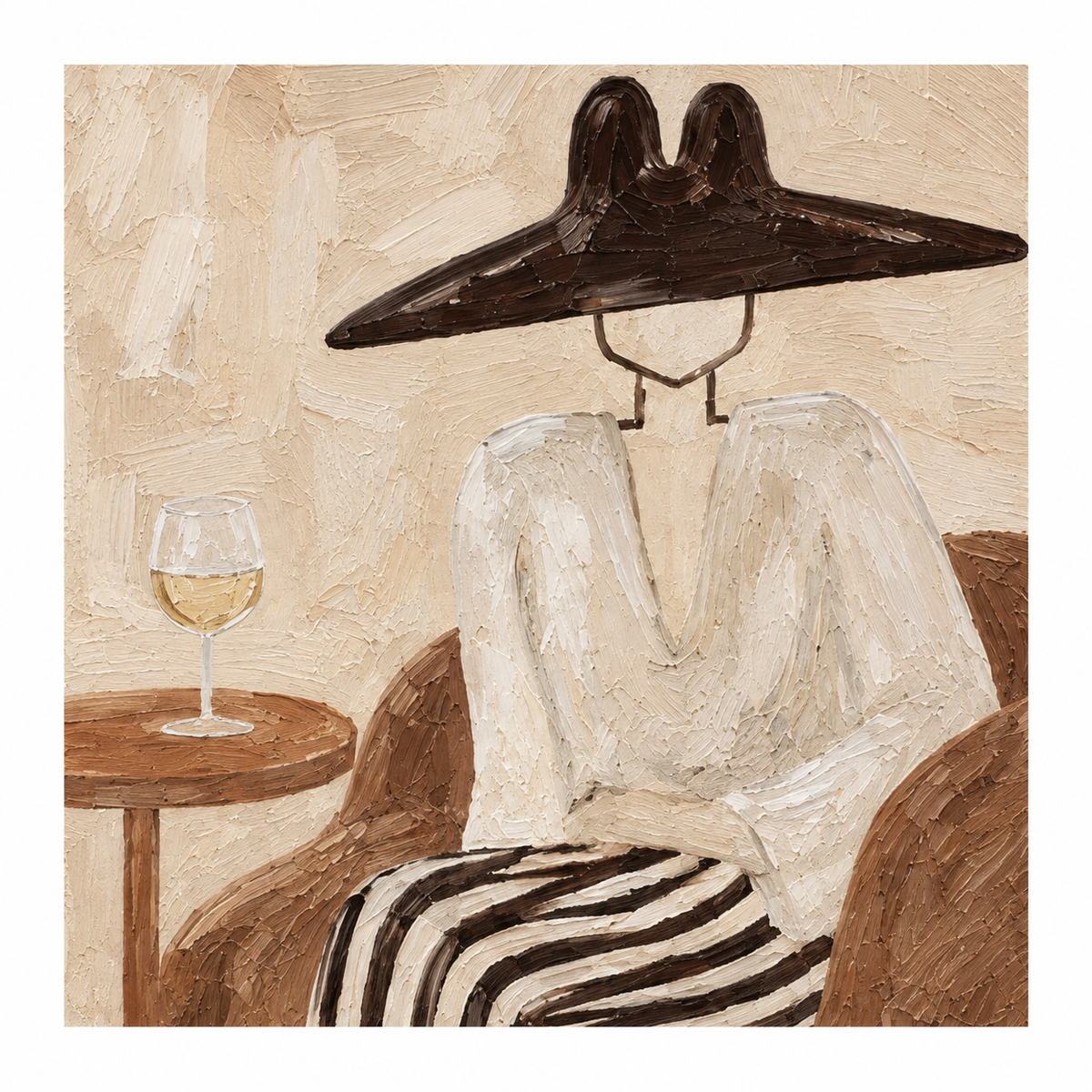 ARBYNART Vintage Americana Art | Quiet Wine Moment with Hat