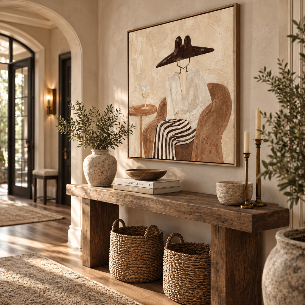ARBYNART Vintage Americana Art | Quiet Wine Moment with Hat