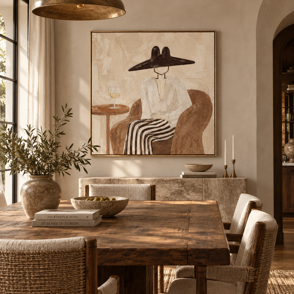 ARBYNART Vintage Americana Art | Quiet Wine Moment with Hat