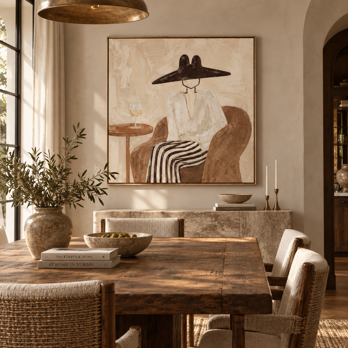 ARBYNART Vintage Americana Art | Quiet Wine Moment with Hat
