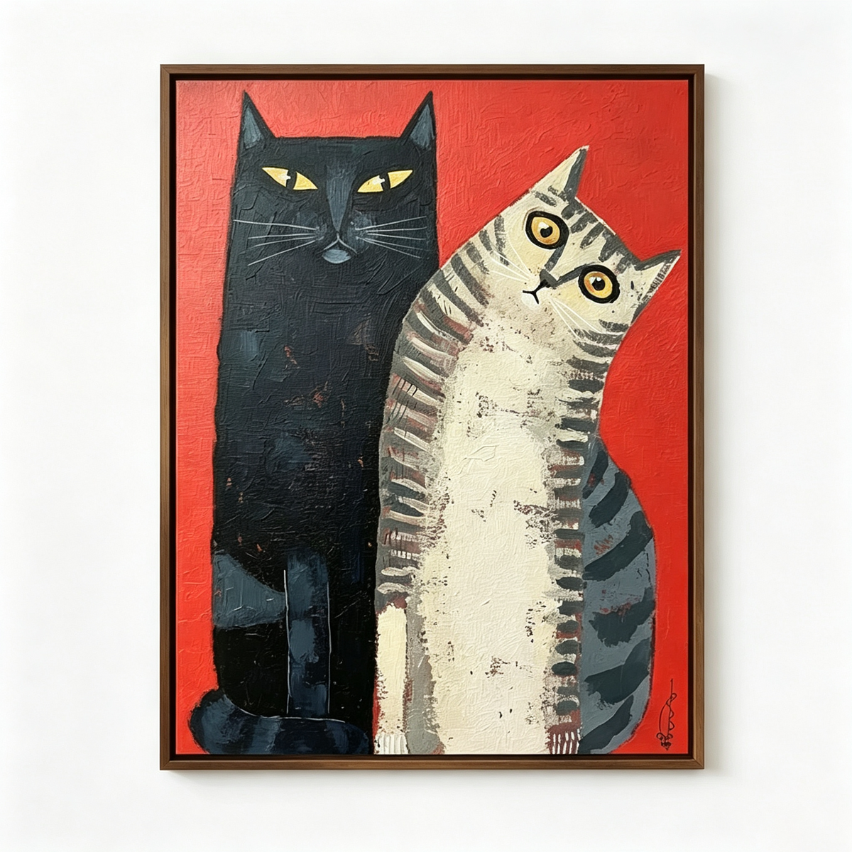 ARBYNART Surreal Art | Red & Cats Duo