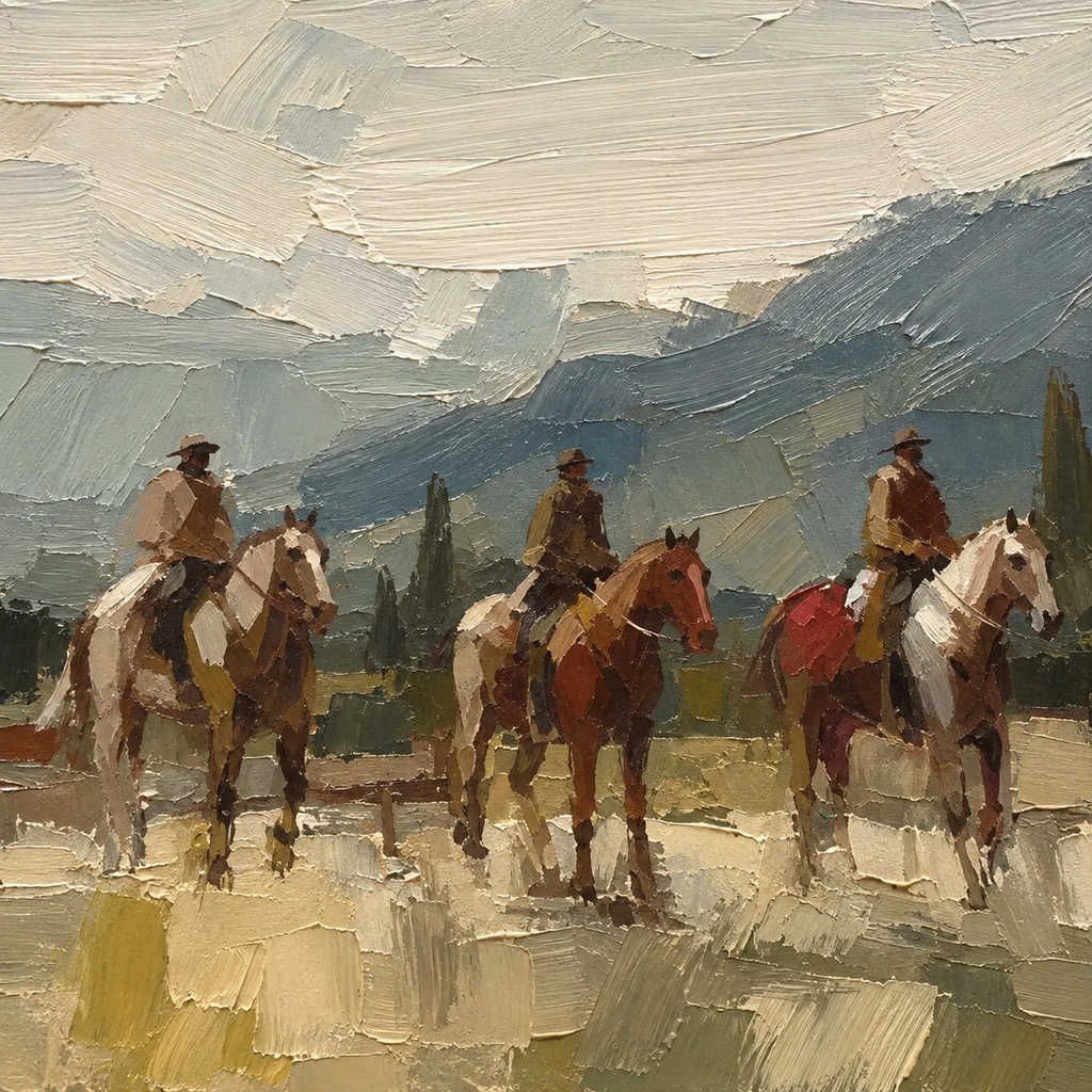 ARBYNART Vintage Americana Art | Riders Through the Haze of Time