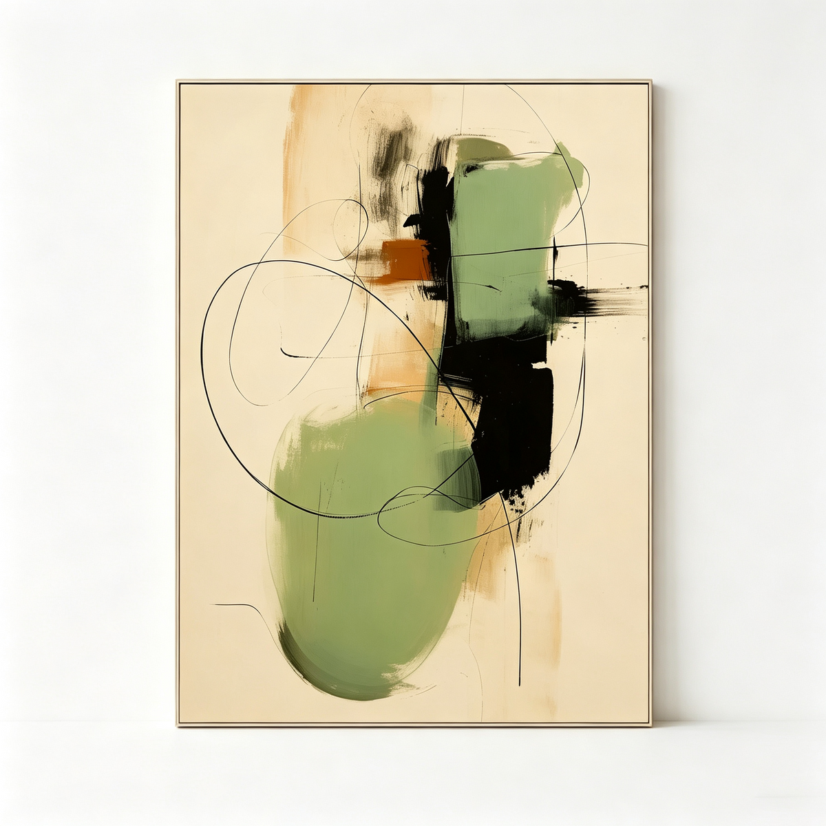 ARBYNART Abstract Art | Sage Green Line Flow