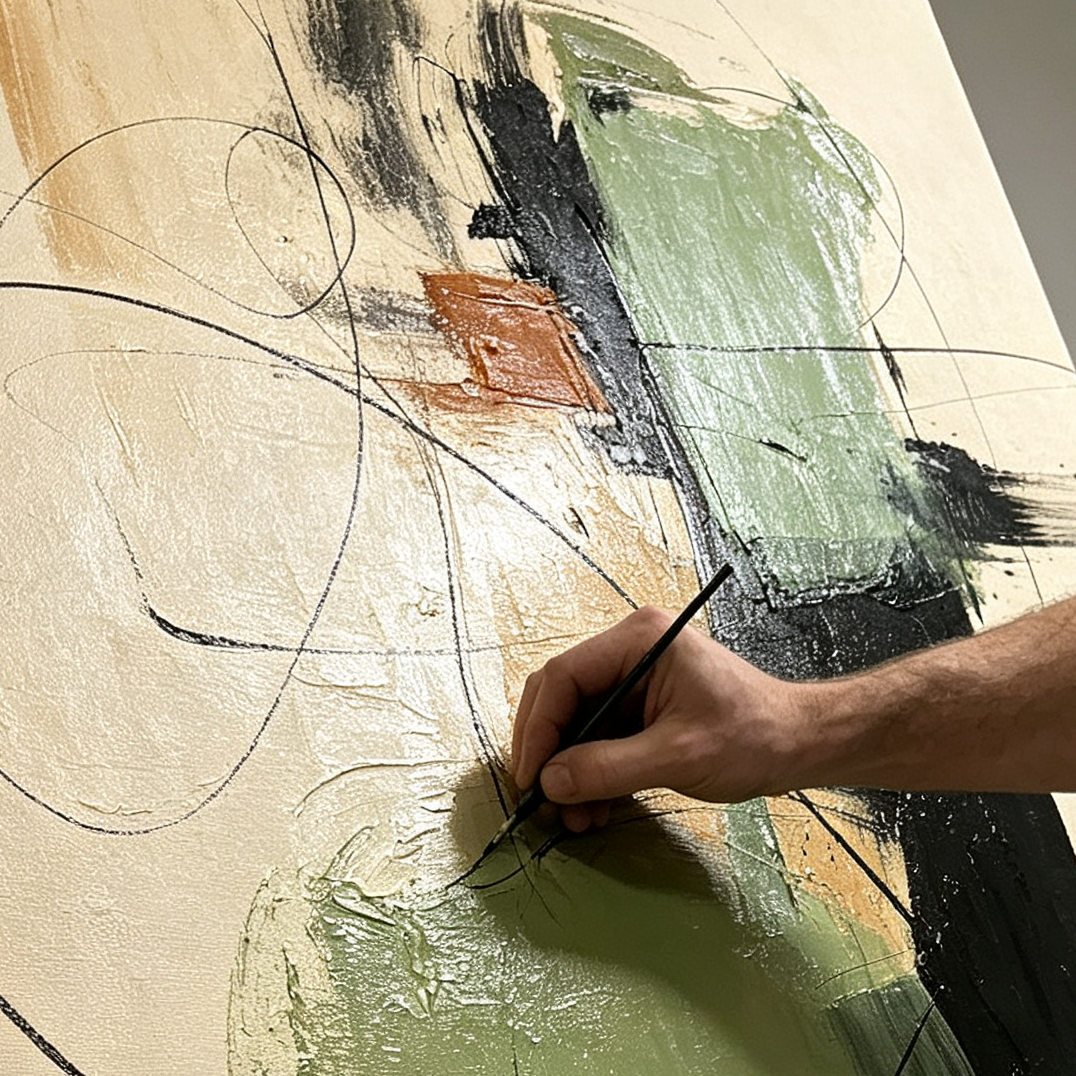ARBYNART Abstract Art | Sage Green Line Flow