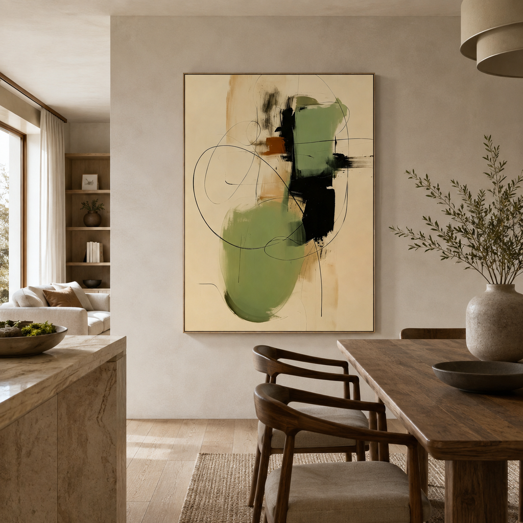 ARBYNART Abstract Art | Sage Green Line Flow