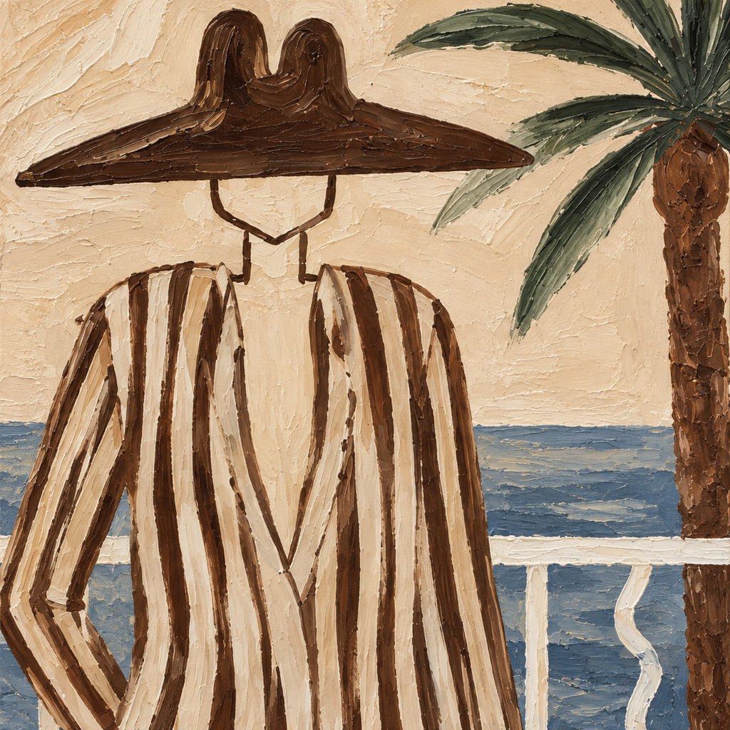 ARBYNART Vintage Americana Art | Seaside Silhouette in Stripes
